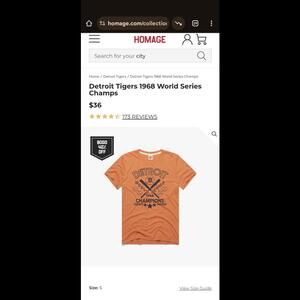 Homage Detroit Tigers 1968 World Series Champs T-Shirt